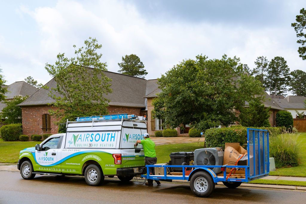 AirSouth truck with trailer of parts